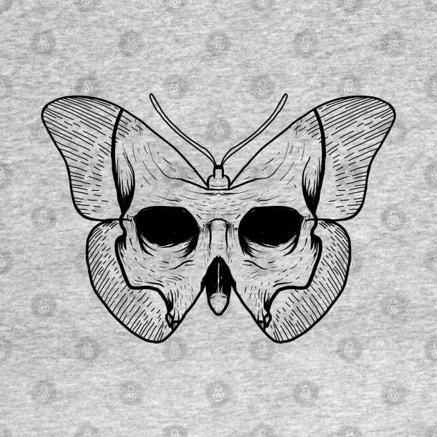 Skull Butterfly Black Ink by DeathAnarchy